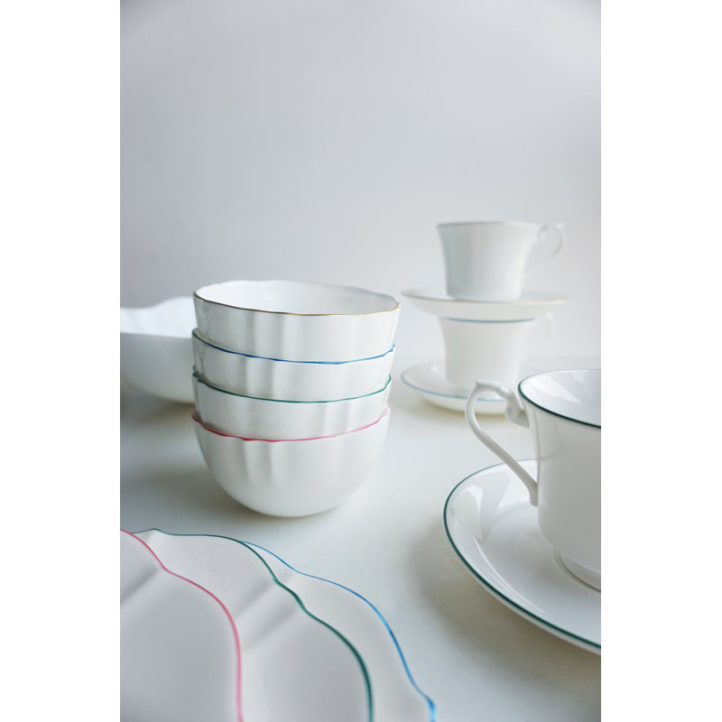 Amelie Bone China Rice Bowl, Blue/White