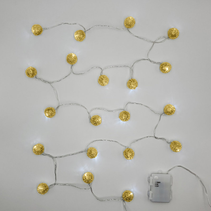 Janyssa Battery Operated String Lights with 20 Gold Balls