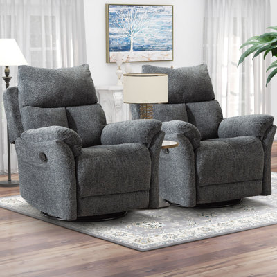Henriane 33.5'' Wide Modern and Upholstered Manual Swivel and Rocker Standard Recliner  (Set Of 2)