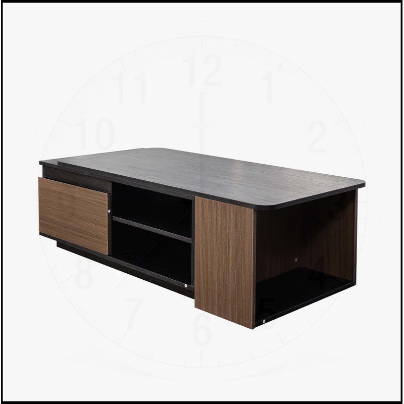 Table basse extensible, table basse en bois réglable en longueur avec 2 tiroirs de rangement pour le salon, grande table centrale rectangulaire longue