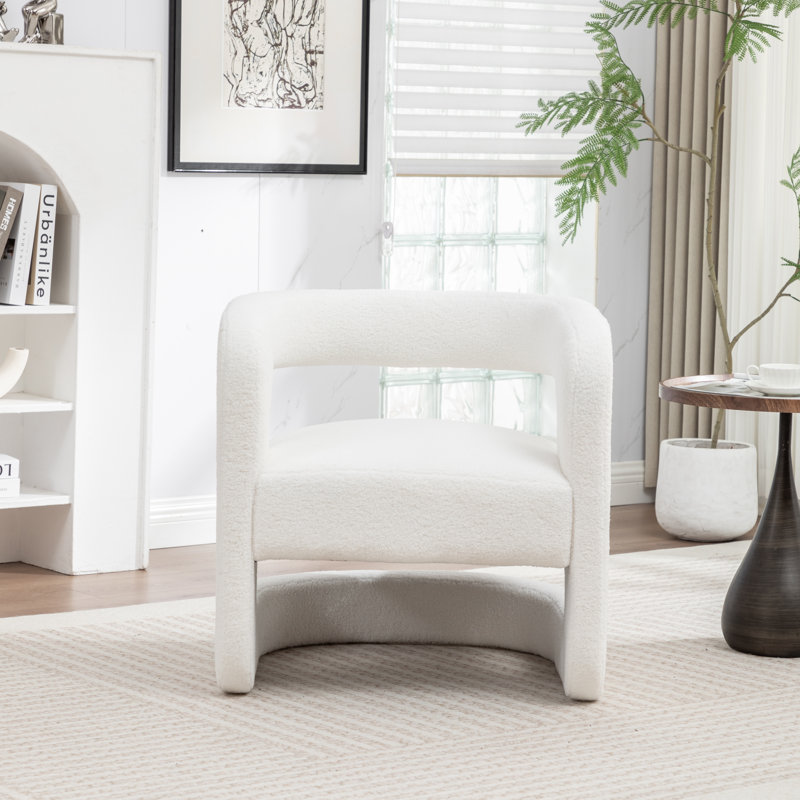 Divaraj Upholstered Barrel Chair, White Teddy