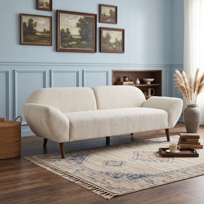 Modern Chenille Upholstered Sofa with Sturdy Wooden Legs