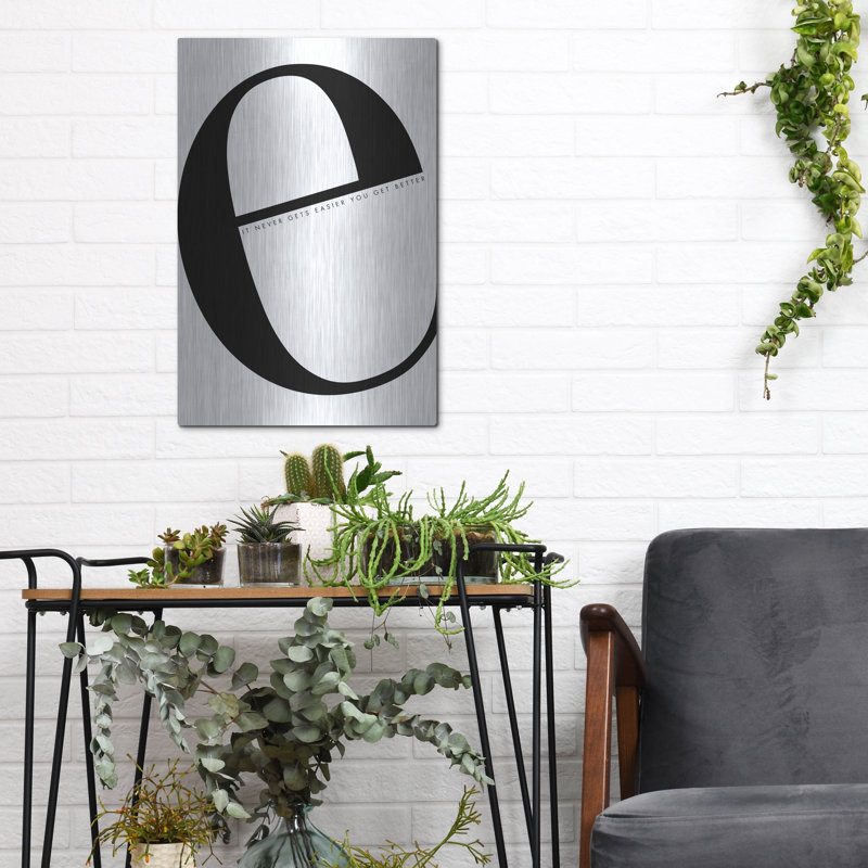Art mural luxueux «E Is For Easier On White» par Mercedes Lopez, H 16 po x l 12 po
