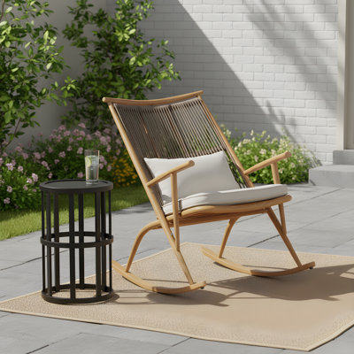 Nancy Outdoor 2-Piece PE Rattan Conversation Set With Ceramic Top, Iron Legs & Cushions