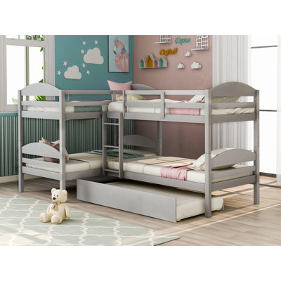 Twin L-Shaped Bunk bed with Trundle