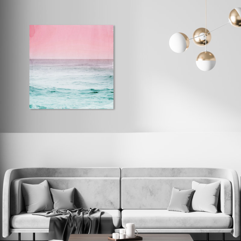 «Nautical and Coastal Dream Ocean View, Coastal Pink», impression, H 30 po x l 30 po, Toile tendue