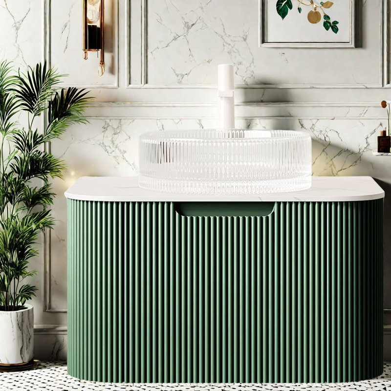 Meuble-lavabo moderne (avec meuble-lavabo et lavabo), 24 po de rangement