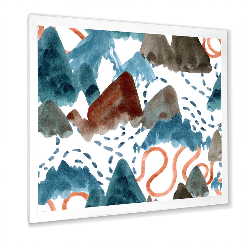«Brown Green Blue Abstract Mountain Scape», reproduction d'art sur toile moderne, H 16 po x l 16 po x P 1 po
