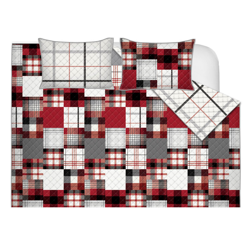 Polyester Plaid Quilt, Twin Quilt + 1 Sham