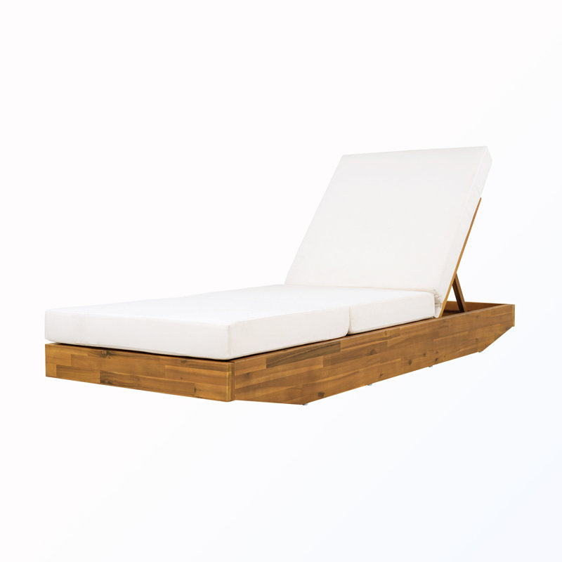 Chaise longue de patio avec coussin pliable en 3, Crème