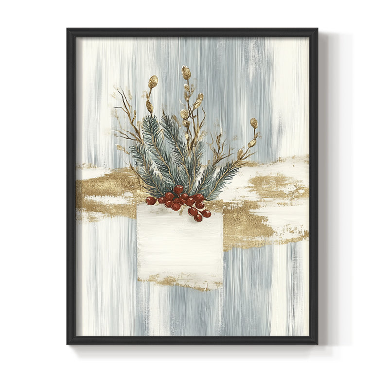 «Christmas Holiday Art» CCXCIX, reproduction encadrée - bois massif, Noir, noir, noir, noir, H 30 po x l 24 po
