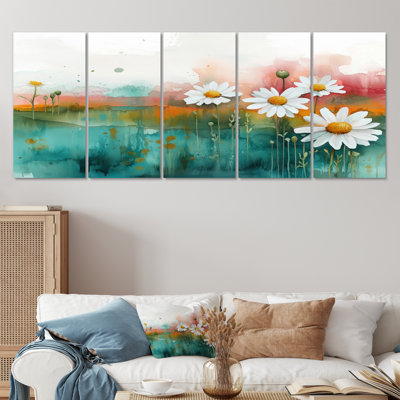 Minimalisme marguerites fleur dans le désert Blossom II - marguerites Wall Art - ensemble d'art mural traditionnel