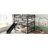 Black Metal Triple Bunk Bed With Slide For Queen Beds, Heavy - Duty And Reliable, Guardrails, Quiet Sleep In Guest Rooms Size Slide, Finish, Structure, Guardrails A-422385735