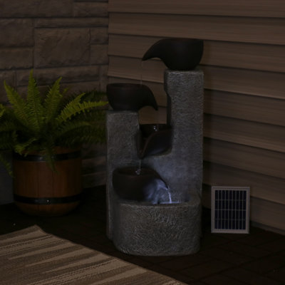 Ringwood Weather-Resistant Tiered Vessels Solar Water Fountain with Battery