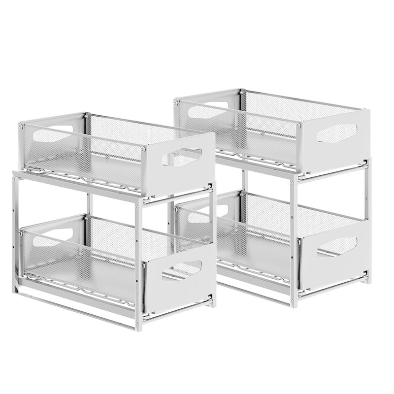 Ensemble de 2 armoires coulissantes sous évier, organisateur coulissant réglable, tablette de rangement empilable sous l'évier pour la salle de bain de la cuisine, idées de cadeaux pour la maison