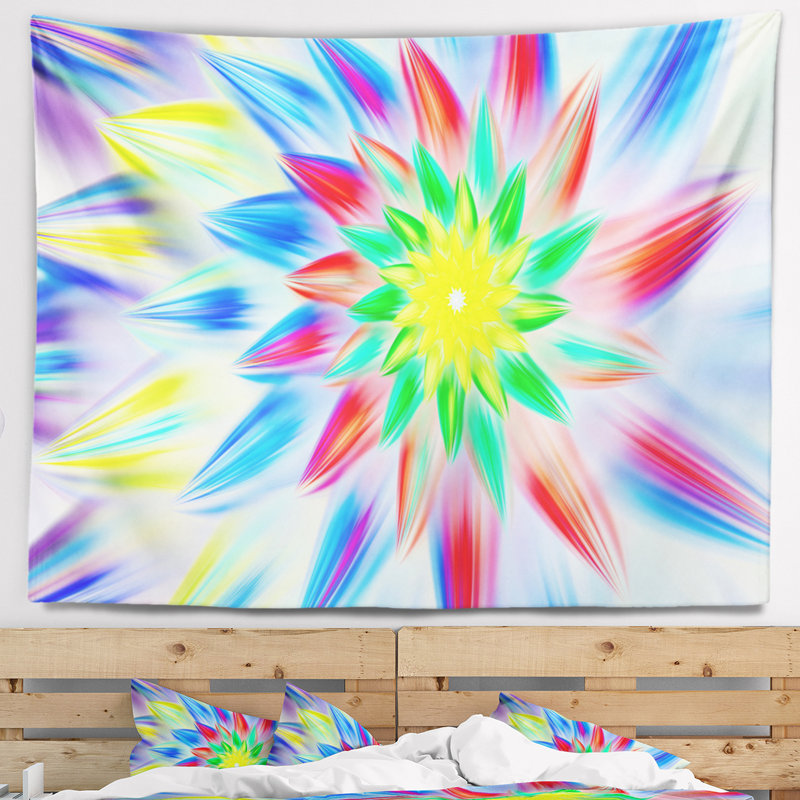 Tapisserie florale de pétales multicolores, H 78 po x l 92 po
