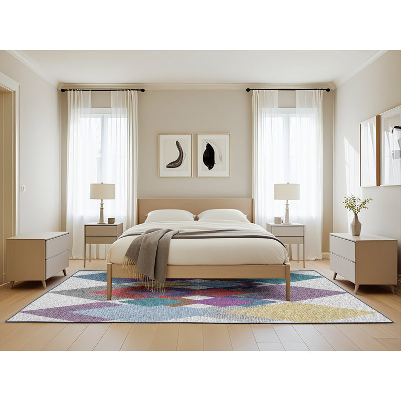 Tapis géométrique gris / rose, Rectangle 5 pi x 8 pi