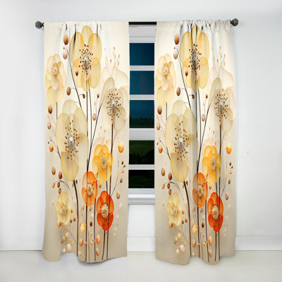 Rideau moderne - Velours obscurcissant Saoirse Yellow Flora Fantasy - 1 panneau