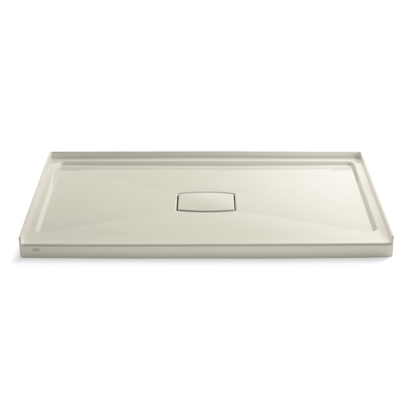 Archer 60" x 36" Single Threshold Center Drain Shower Base, Almond