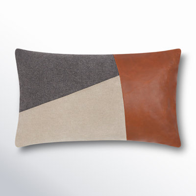 Tawny Patchwork Cotton Lumbar Throw Pillow