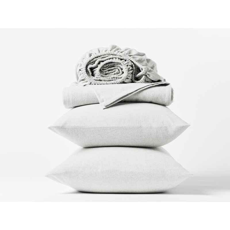 Cloud 100% Cotton Flannel Sheet Set, Queen Sheet Set with 2 Pillowcases, Alpine White