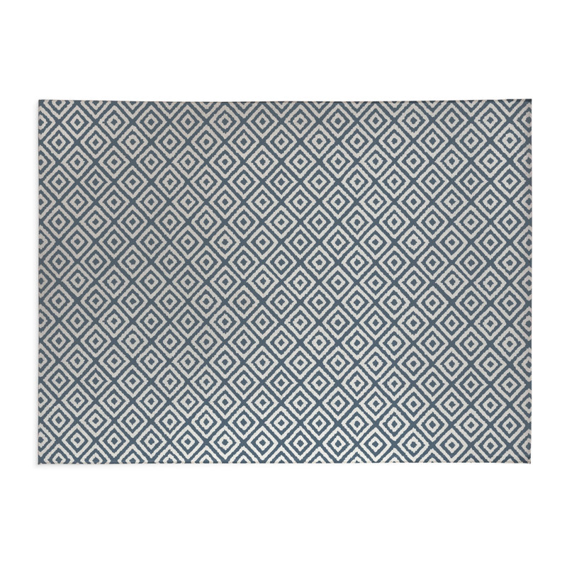 Ikat Grunge Kids Play Mat, Blue, Rectangle 5' x 7'