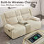 Ensemble de canapé et causeuse inclinables 2 pièces avec console rabattable, chargement USB / type-c et porte-gobelets - gris / beige-1445485717