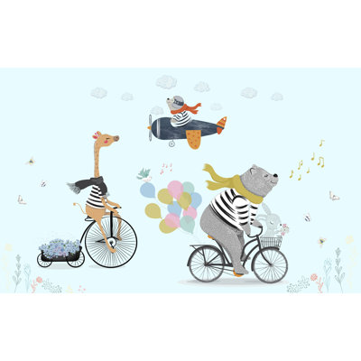Papier peint ours et girafe pour enfants