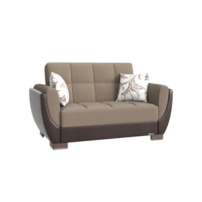 Causeuse convertible rembourrée avec rangement, microfibre