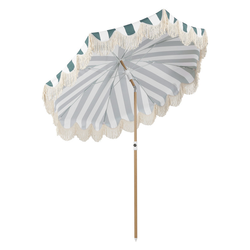 Parasol de plage 6,5 pi Mariner Classic, Brun, Vert / rayures blanches