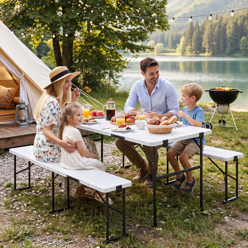 6FT Folding Picnic Table Set with Benches