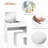 Makeup Desk With Drawer, Vanity Table Set With Flip-Up Mirror And Cushioned Stool, White
