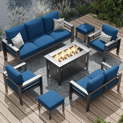 Aluminum Patio Furniture Set With Fire Pit Table