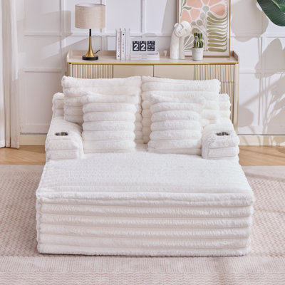 Méridienne surdimensionnée pour l'intérieur, canapé rembourré en velours côtelé avec coussins, canapé confortable moelleux en nuage, canapé-lit simple pour salon, chambre à coucher, sans assemblage
