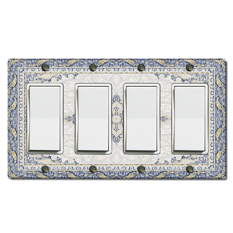 Rustic Blue Carpet Rug Print Nature Themed 4 - Gang Rocker Standard Wall Plate