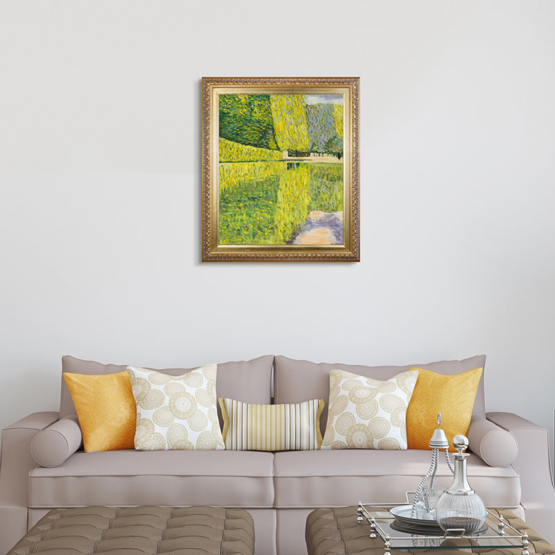 Schonbrunn Park par Gustav Klimt - Peinture sur toile encadrée, H 32,5 po x l 28,5 po x P 2 po, Doré / Noir