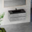 Meuble-lavabo flottant 42 po avec lavabo à sable en quartz noir