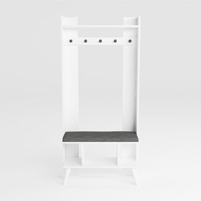 Hall Tree 32.9'' Wide with Bench and Shoe Storage