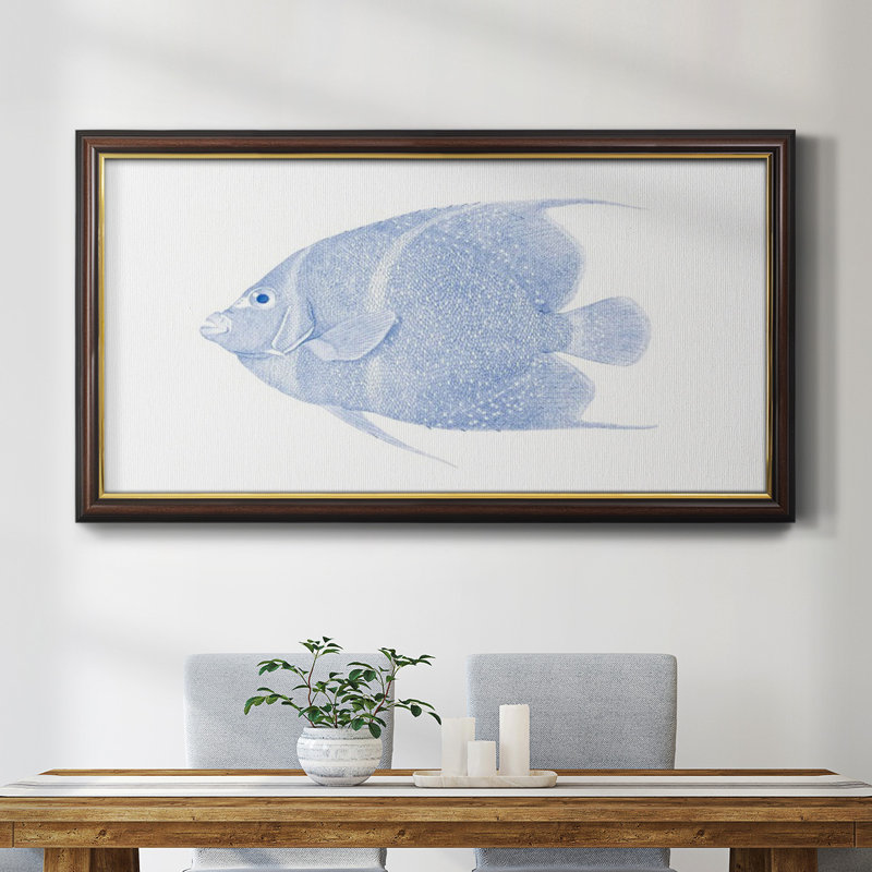 «Blue and White Tropical Fish V», reproduction d'un seul cadre photo sur toile, H 25 po x l 45 po x P 2,5 po