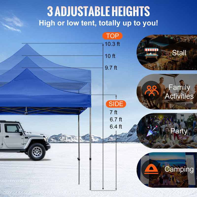 120'' W x 120'' D Metal Pop-Up Canopy, Blue