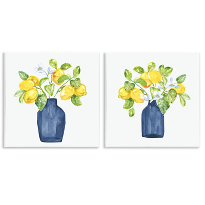  "Lemon Branches in Vases", art mural sur bois par Nan
