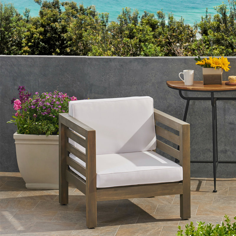 Fauteuil, fauteuil d'extérieur moderne, Blanc, Brun gris