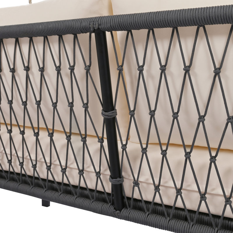 Balançoire de balcon beige avec coussin imperméable et surface de jardin en tissu doux