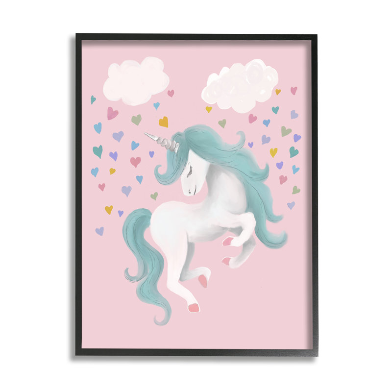 «Pink Pastel Unicorn Clouds» par Elizabeth Medley - impression, Giclée encadrée noir minuit, H 14 po x l 11 po x P 1,5 po