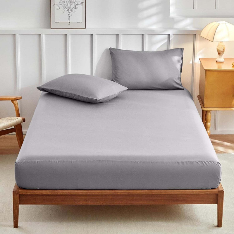 Luxurious 4-Piece Microfiber Duvet Complete Cover Set, Single Duvet Cover Set + 2 Additional Pieces, Silver