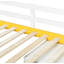 Lit mezzanine double avec escalier de rangement, coiffeuse intégrée avec miroir et tiroir, garde-robe et armoires, ports et lumières de charge USB, blanc et jaune-702913478