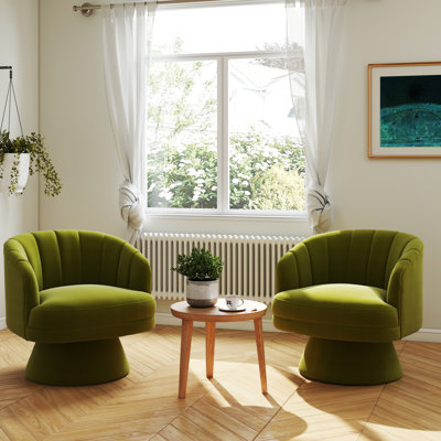 Murrow Velvet Swivel Barrel Chair(Set of 2)