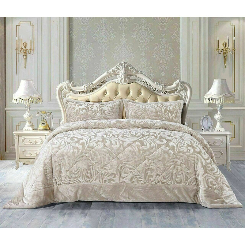 Holm Polyester Bedspread with Pillow Shams, 255 x 275 cm Bedspread, Beige