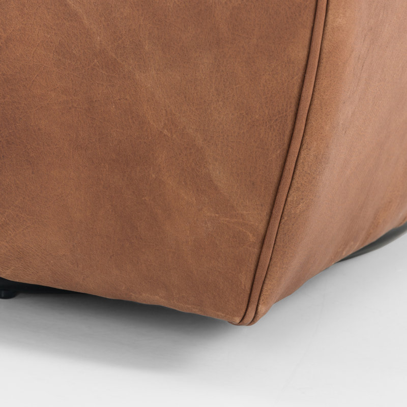 Hanover Swivel Tufted Barrel Chair, Heirloom Sienna Genuine Leather