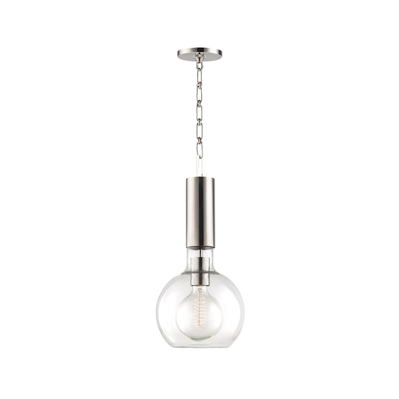 Raleigh 1 - Light Pendant, Polished Nickel, 19.5" H x 9" W x 9" D